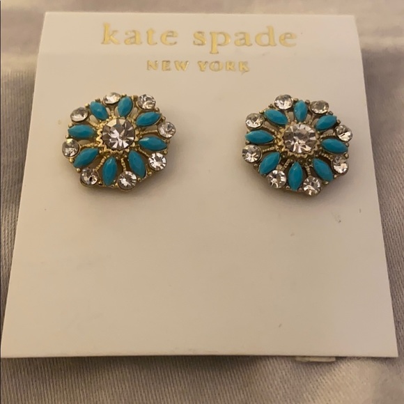 Blue & Crystal Kate Spade Studs / Post Earrings - Picture 3 of 7
